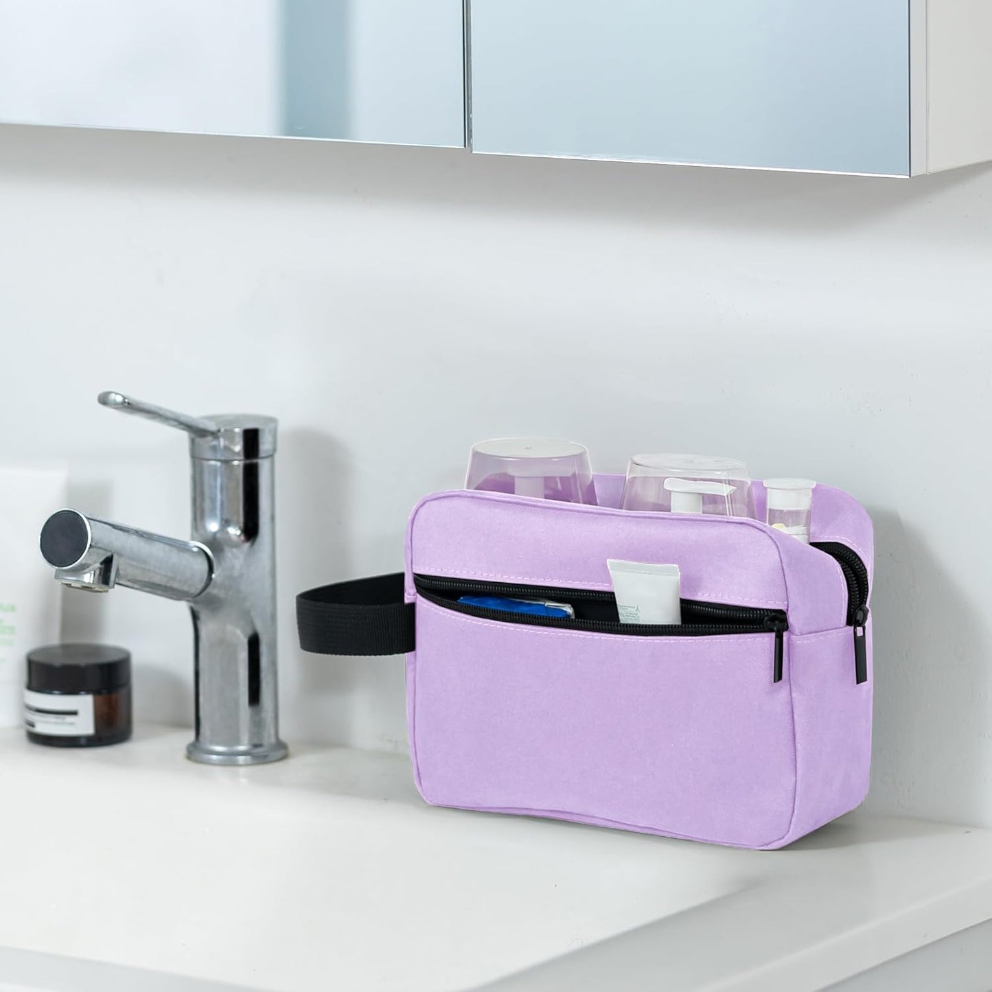 Elviros Travel Toiletry Bag for Women and Men,Lightweight Makeup Bag Hanging Dopp Kit with Shaving Compartment Cosmetic Organizer Small Tool Bag Travel Essentials,Lavender Purple