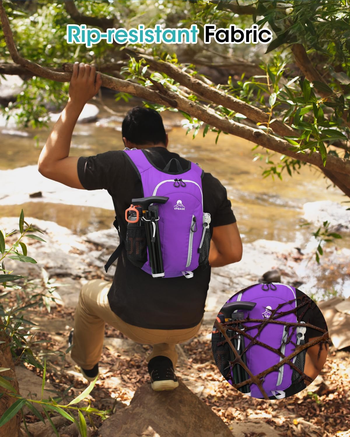 Small Hiking Backpack with Front Phone Holder, Packable Back pack with Chest and Waist Strap
