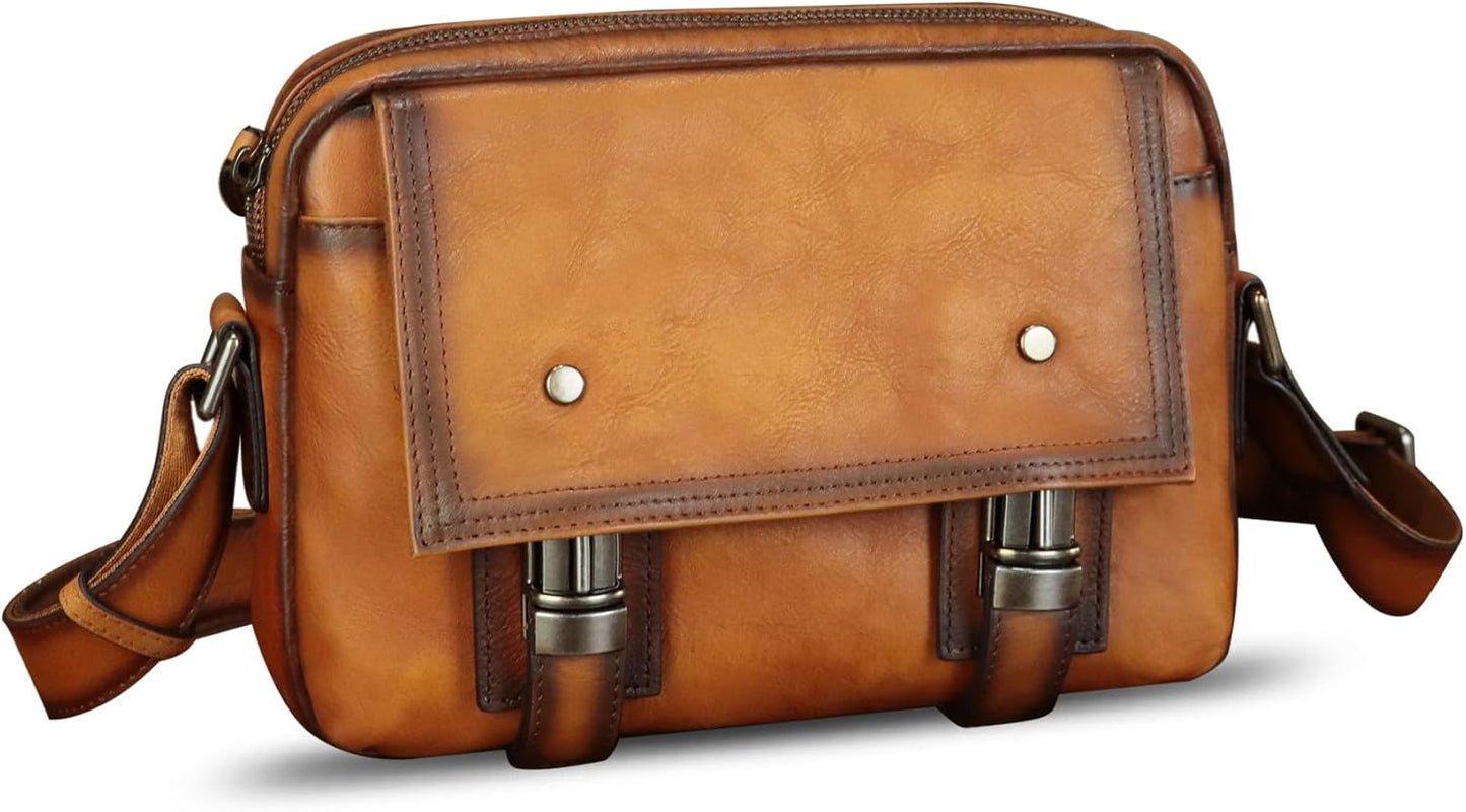 Genuine Leather Shoulder Bag Crossbody Bag for Men Vintage Real Leather Satchel for Men Messenger Bag for Work Travel