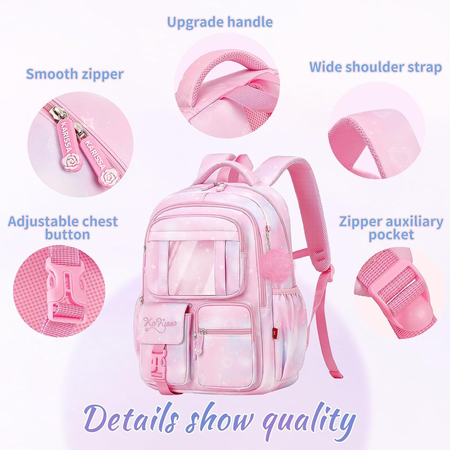 Girls Backpack for School Kids Backpack for Girls Cute Kids Kawaii Bookbag Book Bag for Elementary Primary School
