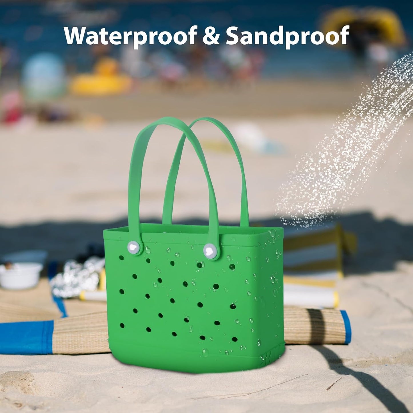 Medium Rubber Beach Bag for Men & Women, Large Capacity Rubber Travel Tote Bag for the Beach Boat Pool