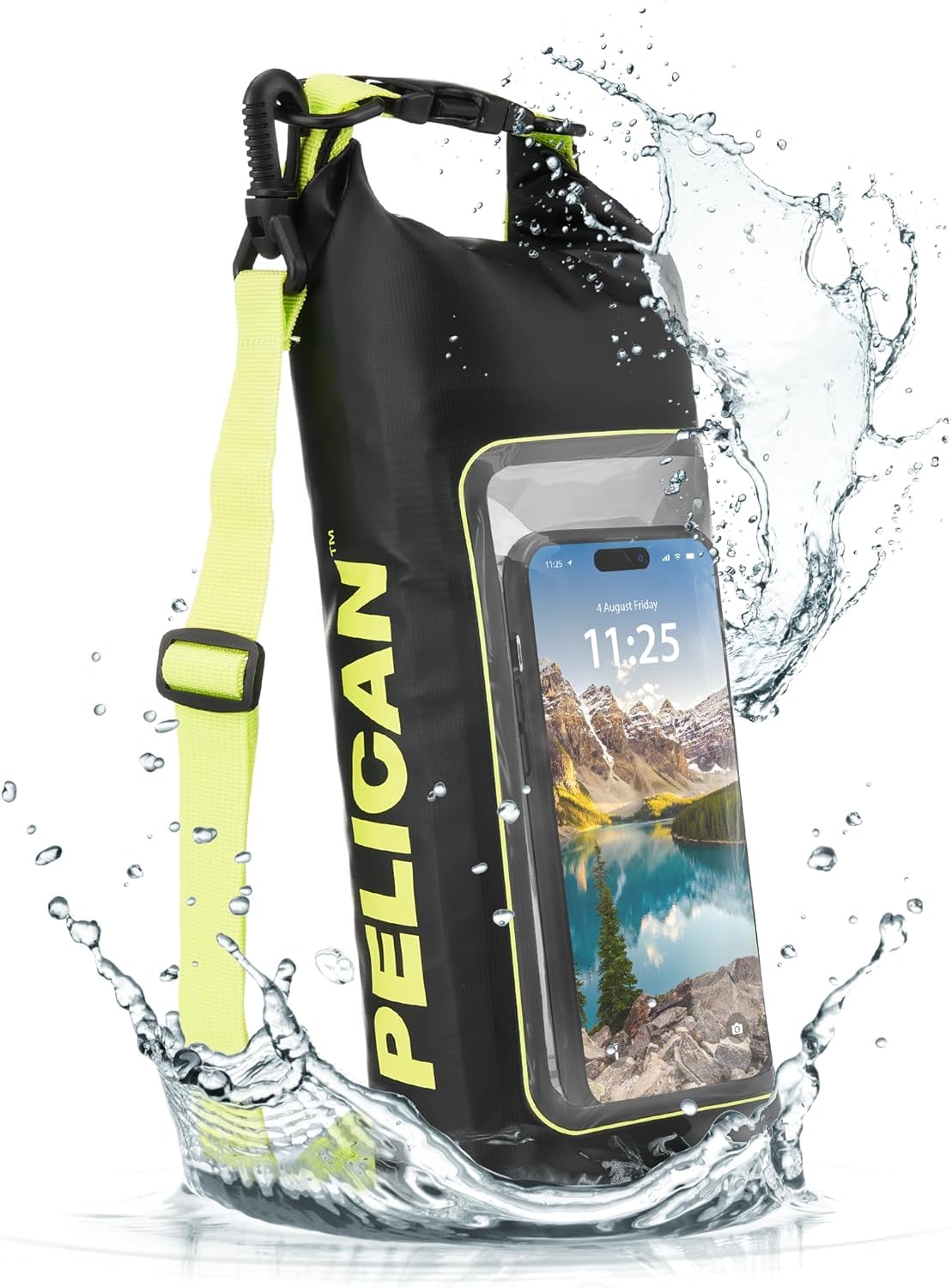 Pelican Marine IP68 Waterproof Dry Bag 2L w/Phone Pouch/Case - Black/Yellow