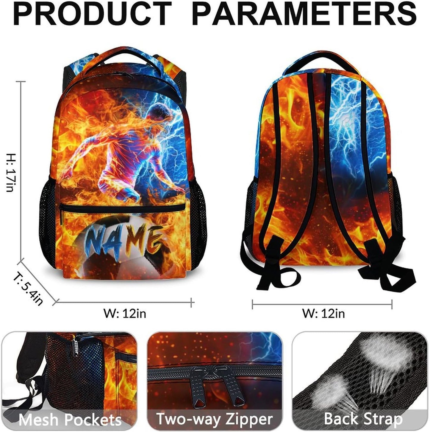 Boys Backpacks for Kids School, Soccer Backpack with Custom Name for Elementary Middle Primary High