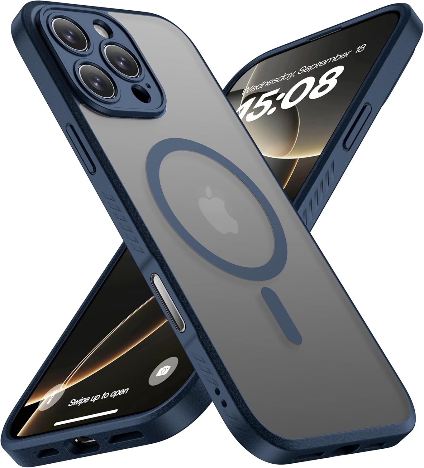 CellEver Strong Magnetic for iPhone 16 Pro Max Case with Camera Control Capture Button [Camera Protection] [Military Drop Protection] [Compatible with MagSafe] Slim Translucent Matte Cover, Navy Blue