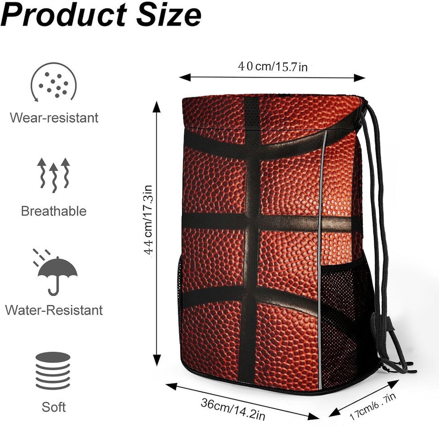 Basketball Drawstring Backpack Gym Bag With Shoe Compartment String Bag Sport Beach Swimming Sackpack For Women Men