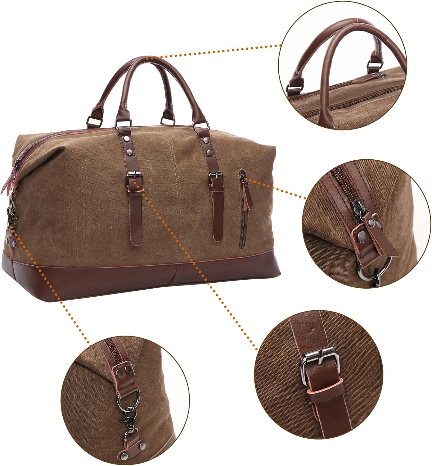 Canvas Duffle Bag, 35L leisure Stylish Canvas Travel Duffel Backpack Multifunctional Overnight Weekender Overnight Travel Bag for Men & Women (brown)