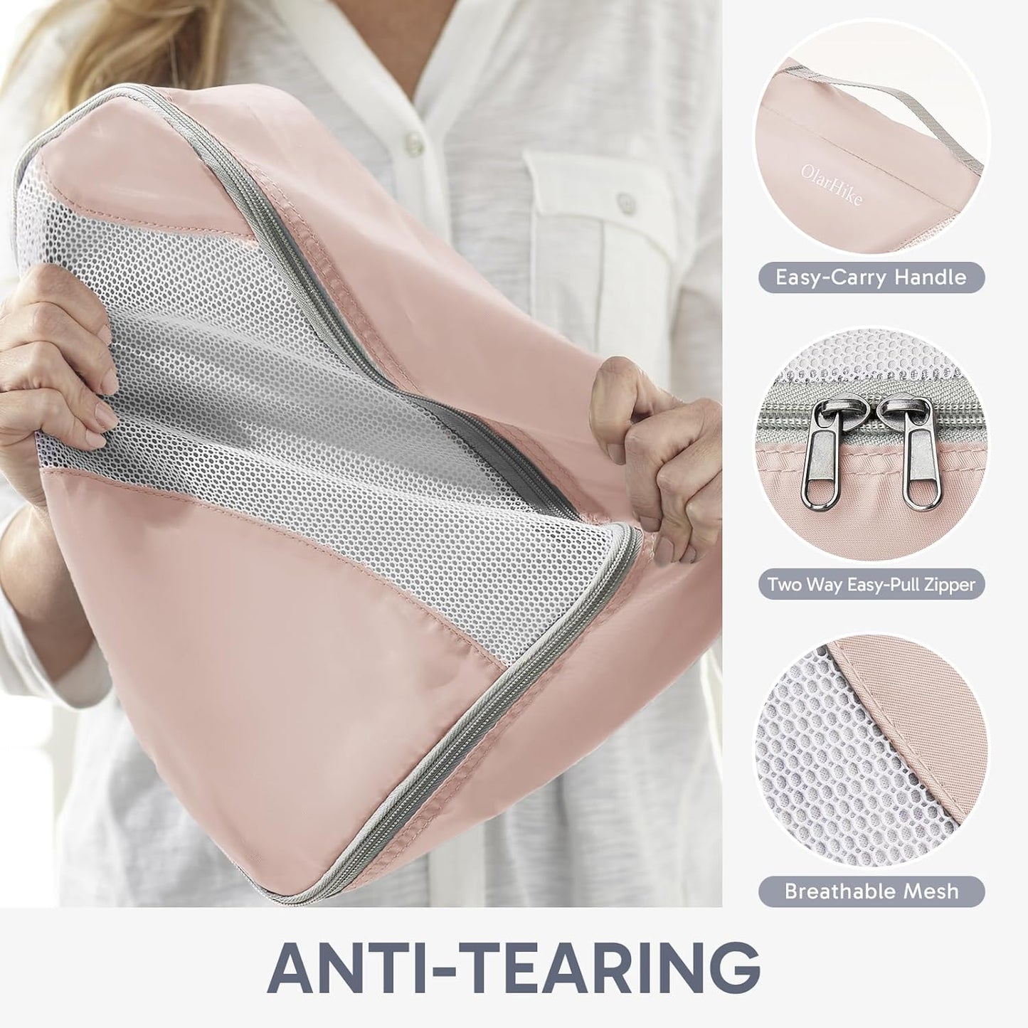 ALL INCLUDED 10 Set Durable Packing Cubes for Travel,Gifts for Women Mom, UPGRADED Anti-Tear Stitching, NEW Improved Luggage Packing Organizers for Suitcases Accessories (Beige)