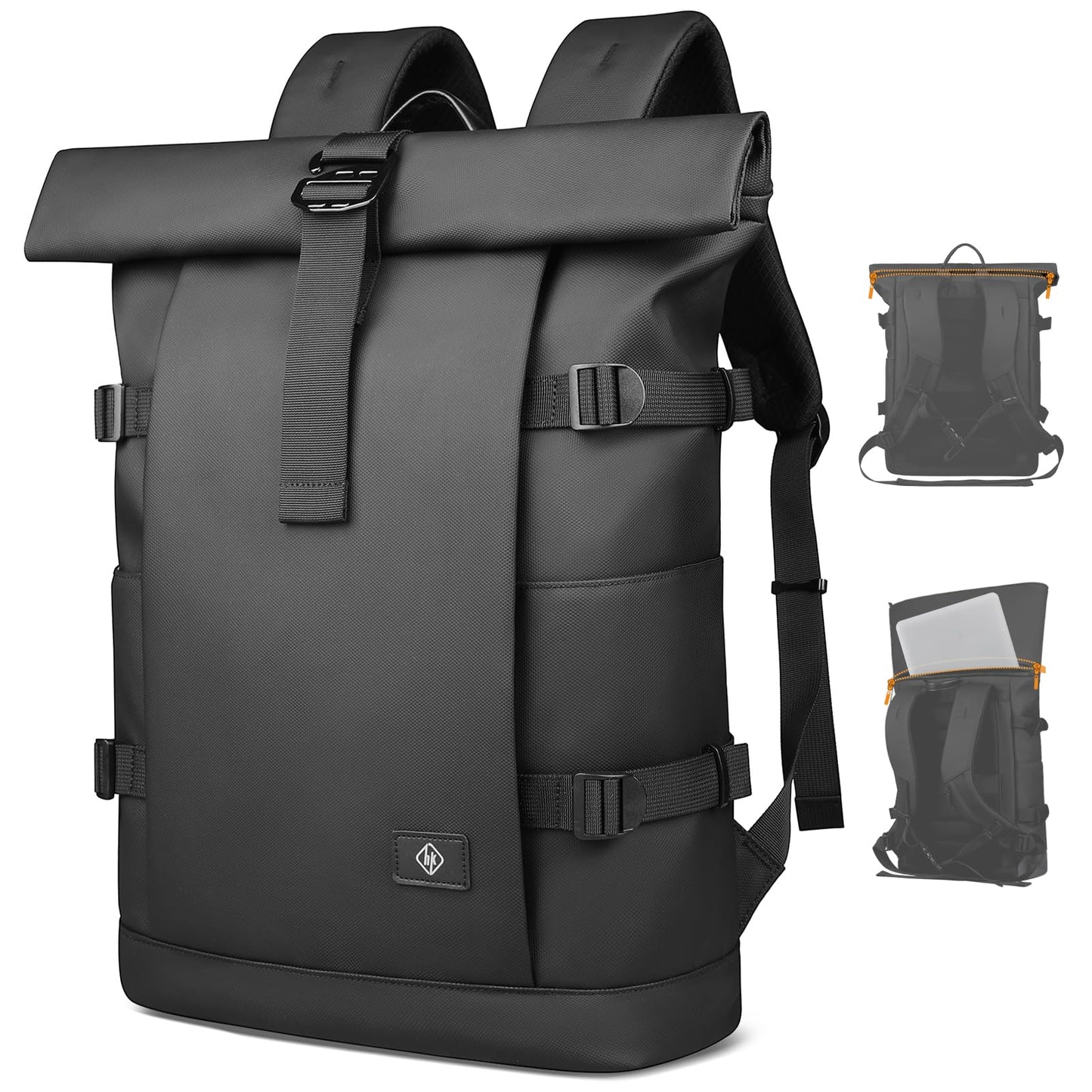 Rolltop Laptop Backpack, Expandable Business Travel Backpack for Men Women
