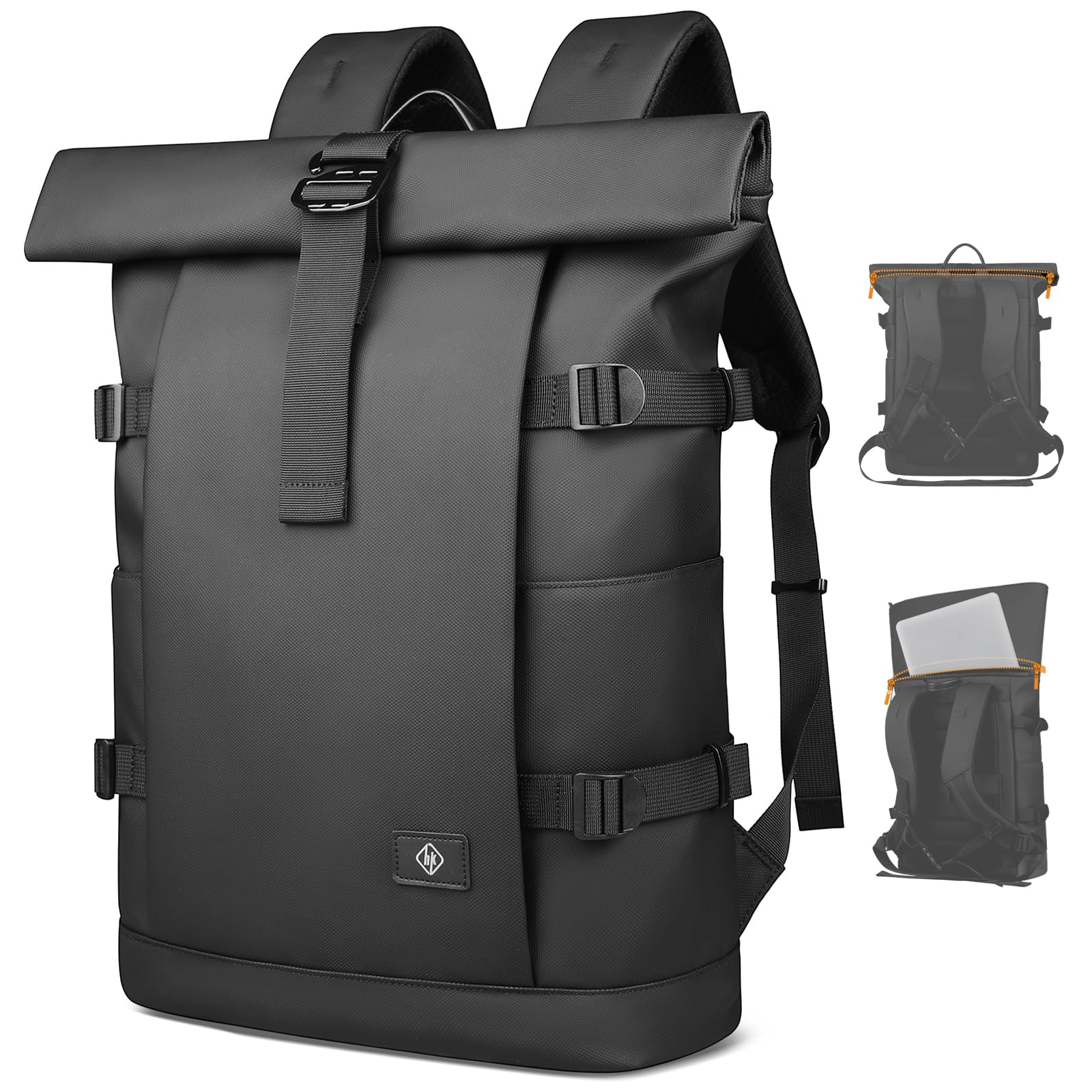 Rolltop Laptop Backpack, Expandable Business Travel Backpack for Men Women