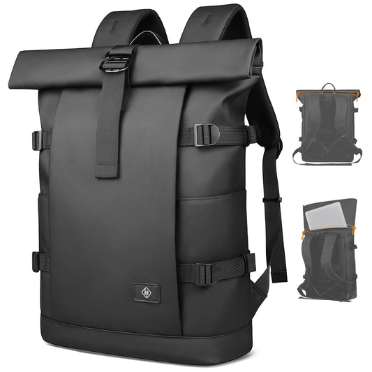 Rolltop Laptop Backpack, Expandable Business Travel Backpack for Men Women