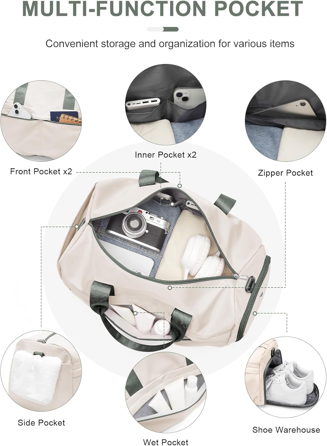 Gym Bag for Women Duffle Bag with Shoe Compartment Yoga Mat Bag Sports Workout Bag Weekend