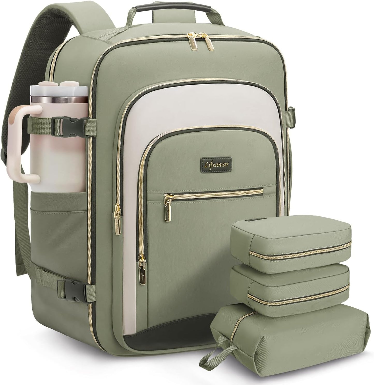 40L Travel Backpack for Women, Carry On Bag Flight Approved, Waterproof Backpacks with 3 Packing Cubes, Weekender Personal Item Backpack for Airplane Travel Essentials, TSA Approved
