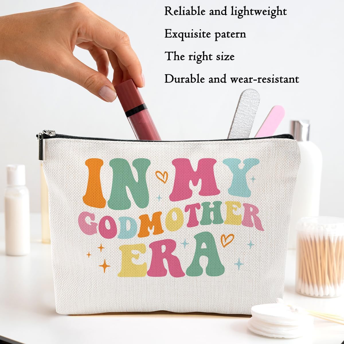 Godmother Gift Makeup Bag Godmother Gifts Cosmetic Bag, God Mother Gifts for Women Mothers Day Christmas Birthday, Accessories Toiletry Zipper Bags, Organizer, Cosmetic Pouch