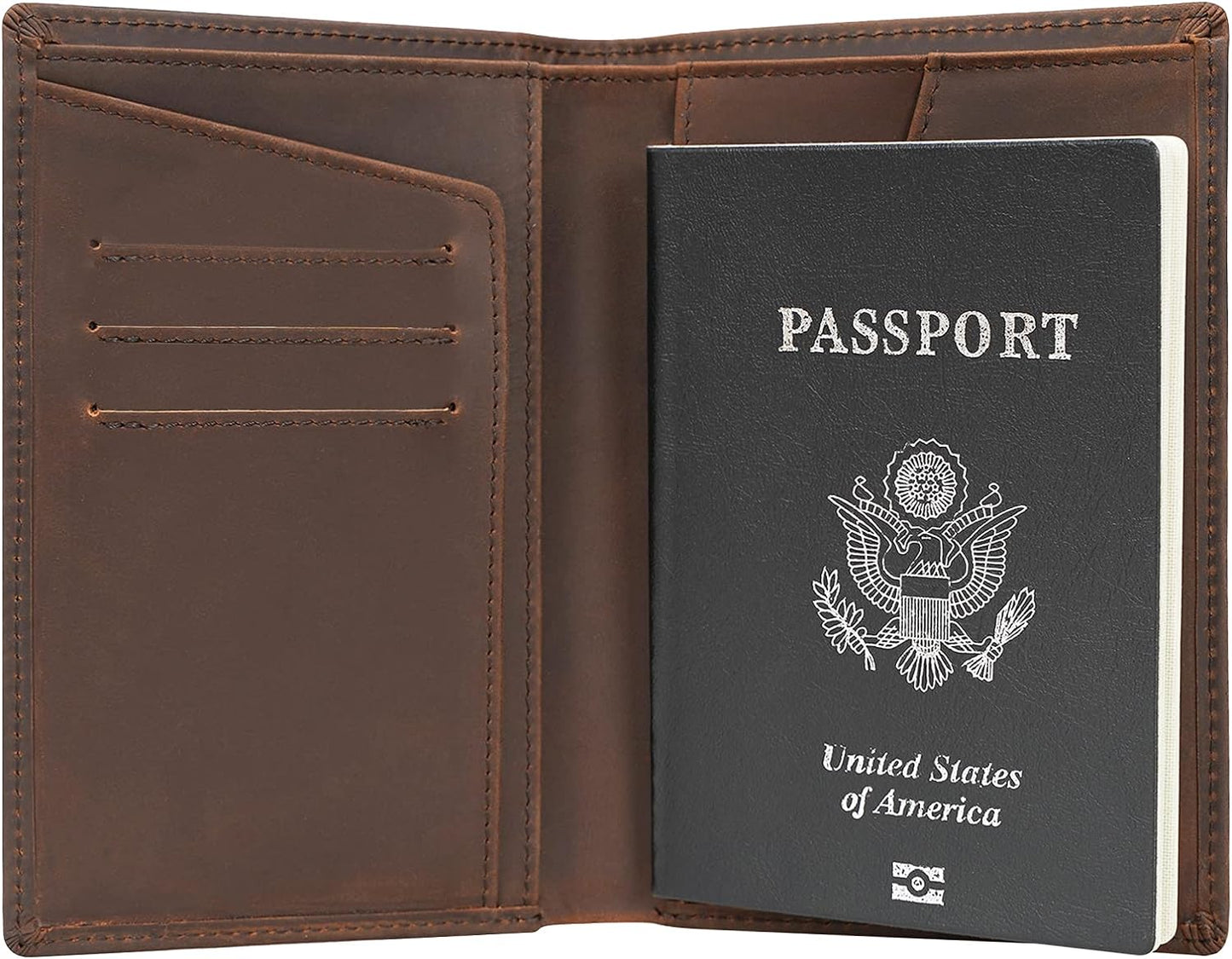 Polare Functional RFID Blocking Leather Passport Holder Travel Bifold Wallet For Men(Dark Brown)