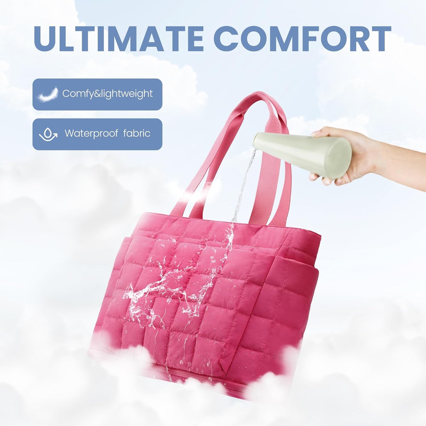 befen Laptop Tote Bag for Women Work, Travel Tote Bags Nurse Puffer Quilted Handbags, Lightweight Waterproof Beach Purse