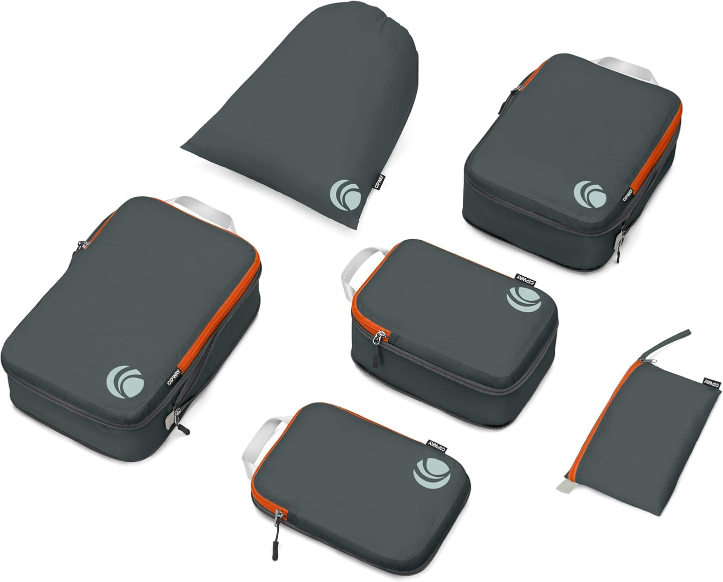 Cipway Compression Packing Cubes Set, Ultralight Expandable Travel Packing Organizers for Carry on Luggage (Grey 6pcs)