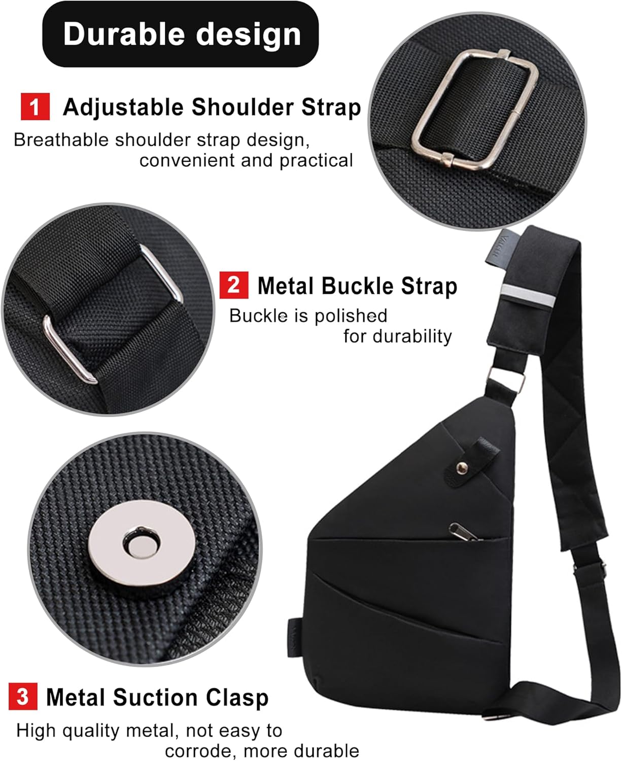 Anti Theft Travel Bag,Slim Sling Bag, Crossbody Purse Bags for Women Men