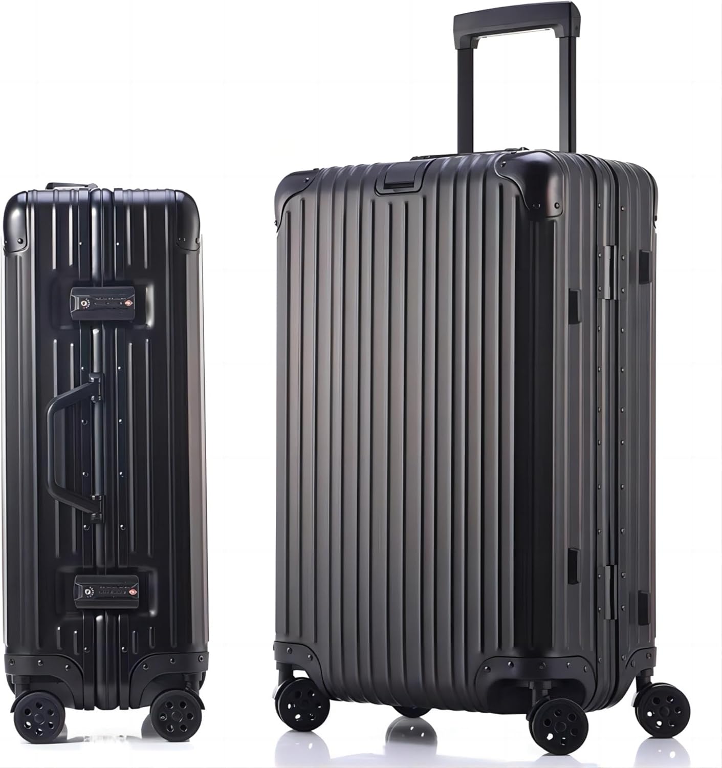 28 Inch All Aluminum Checked in Luggage with Wheels, Hard Shell Zipperless Suitcase with TSA Locks