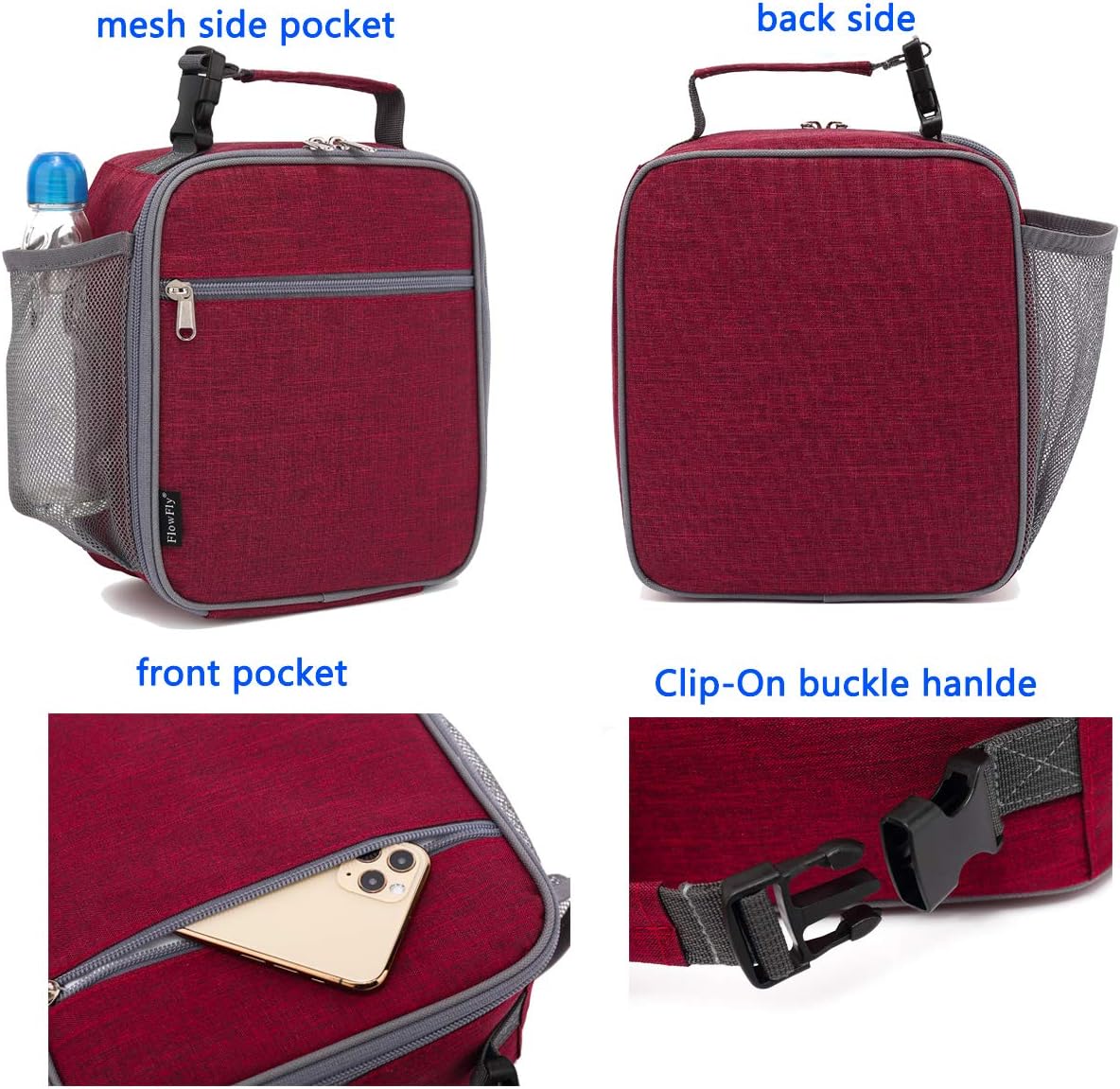 FlowFly Kids Lunch box Insulated Soft Bag Mini Cooler Back to School Thermal Meal Tote Kit for