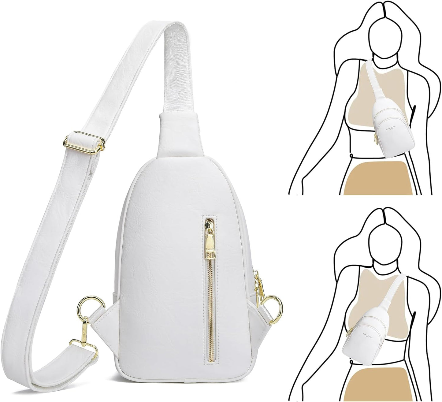 INICAT Crossbody Sling Bags Travel Cross Body Purses Faux Leather Fanny Packs Chest Bag for Women