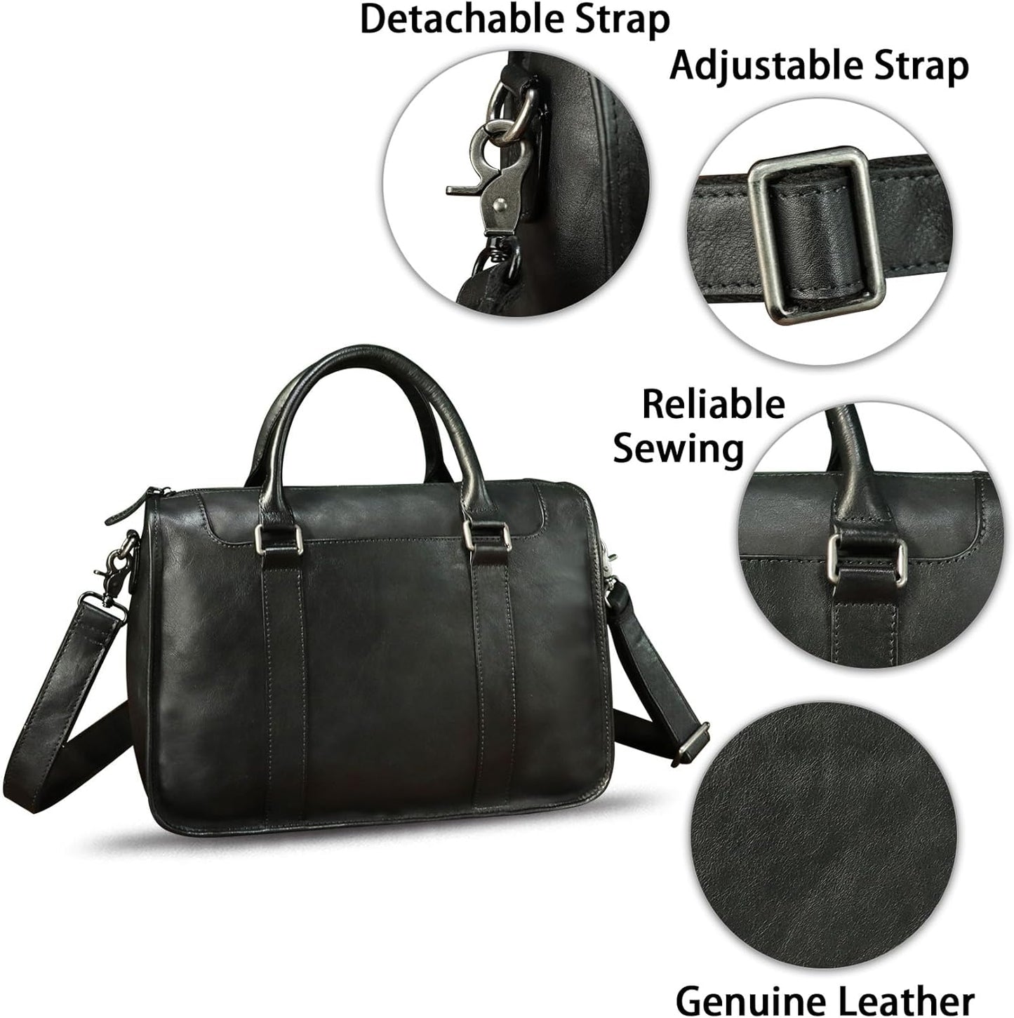 Genuine Leather Messenger Briefcase Bags for Men Vintage Real Leather Shoulder Purse Crossbody Bag Computer Laptop Bag