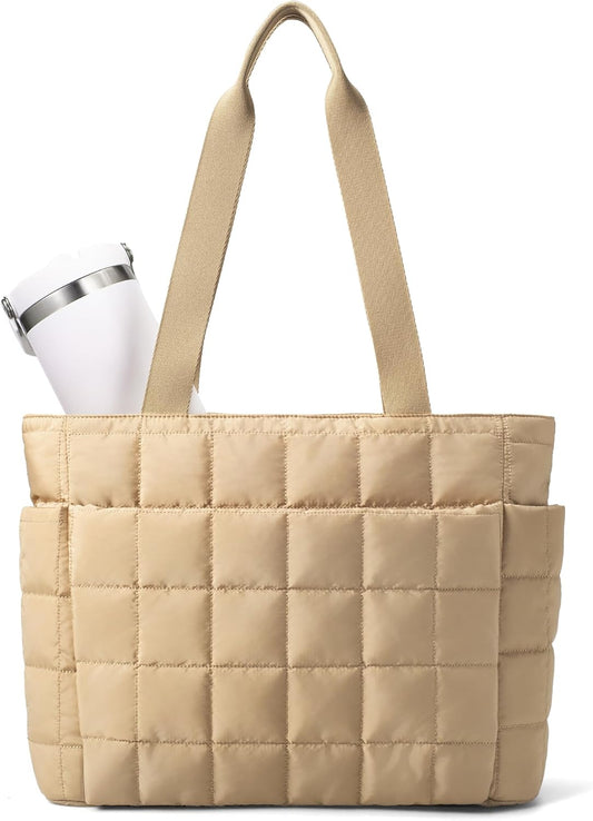 befen Laptop Tote Bag for Women Work, Travel Tote Bags Nurse Puffer Quilted Handbags, Lightweight Waterproof Beach Purse