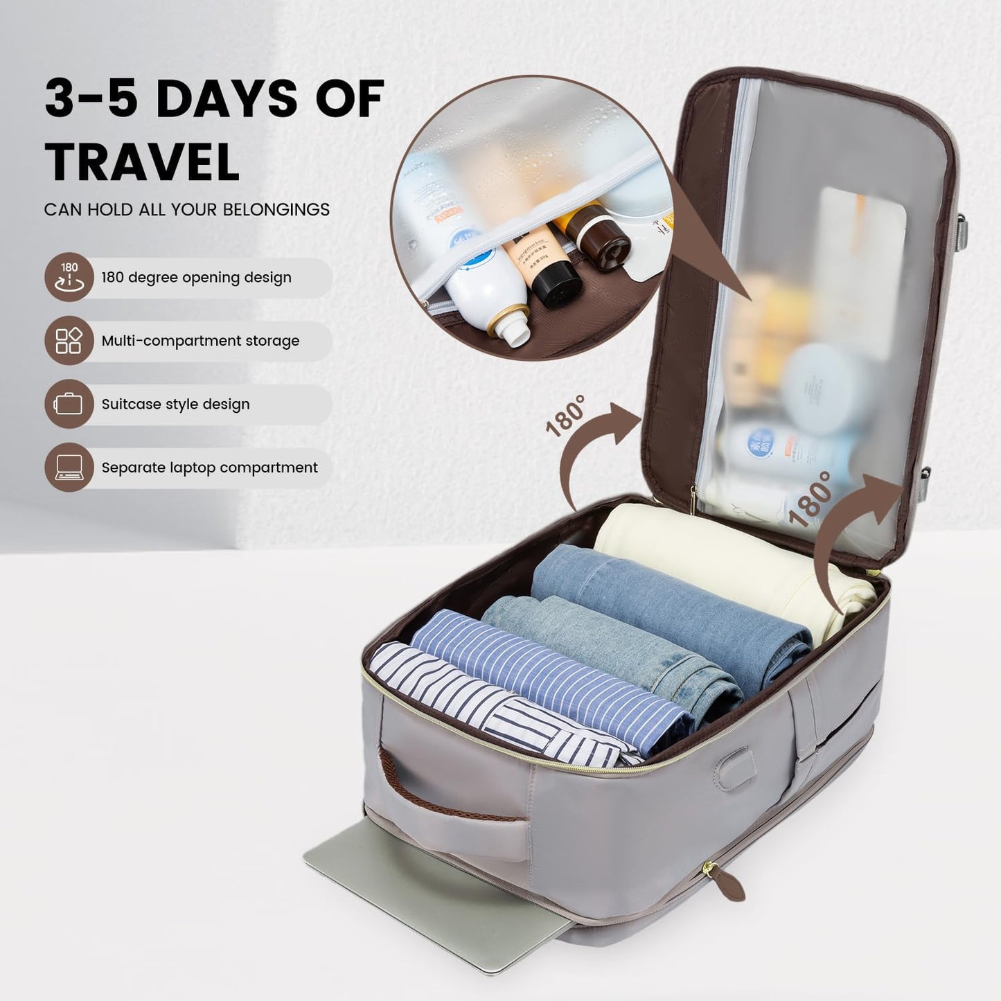 LOVEVOOK Travel Backpack for Women, 40L Carry On Backpack with 3 Packing Cubes,TSA Personal Item