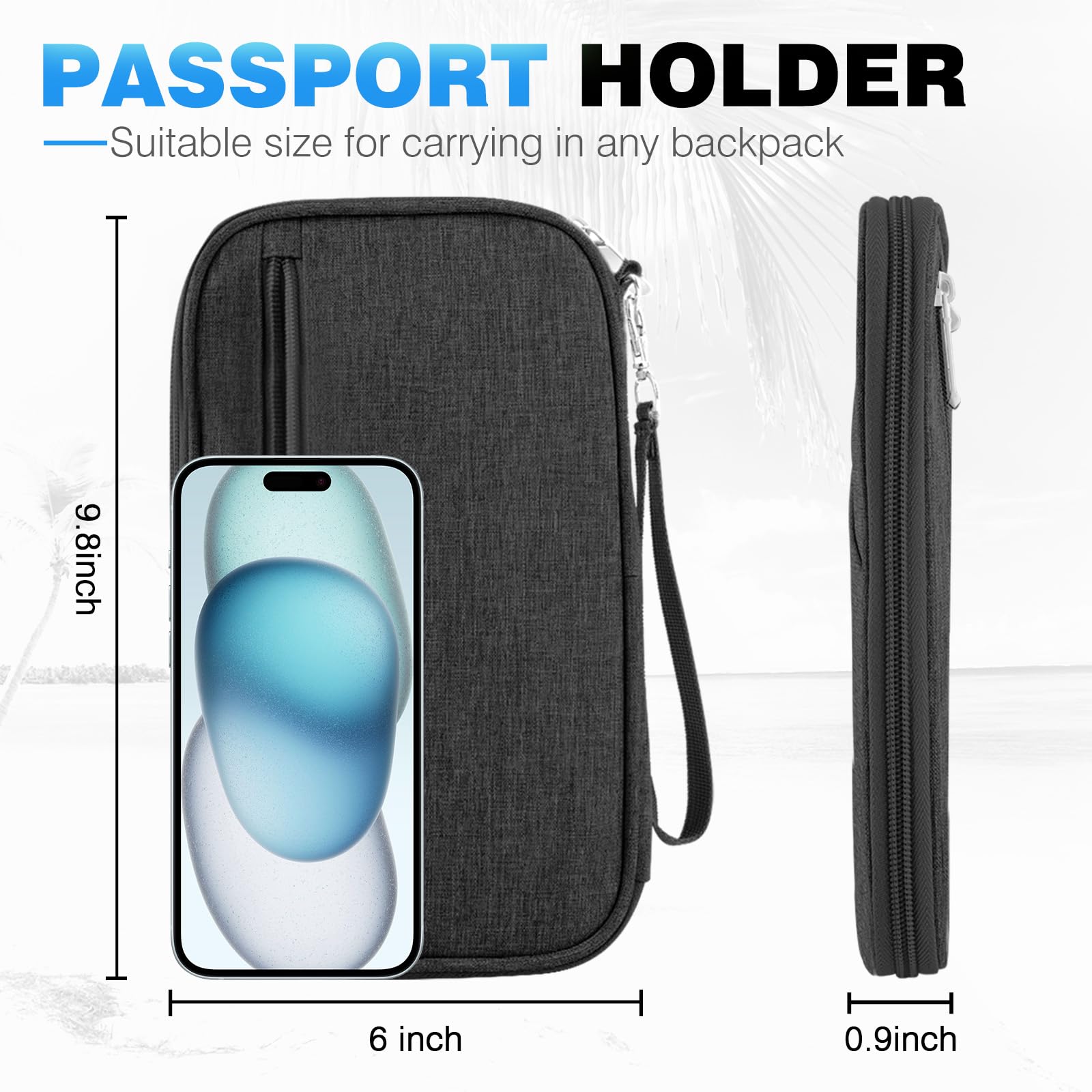 Passport Holder Family RFID Travel Document Organizer for Women Waterproof Passport Wallet Men