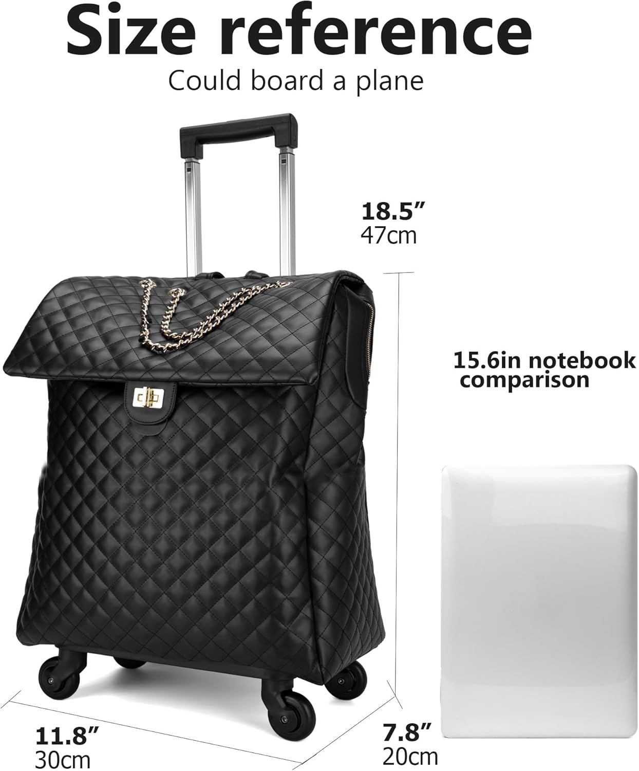 feilario 20in Leather Softside Carry on Suitcases Travel Duffel Bag with 4-rolling Spinner Wheels