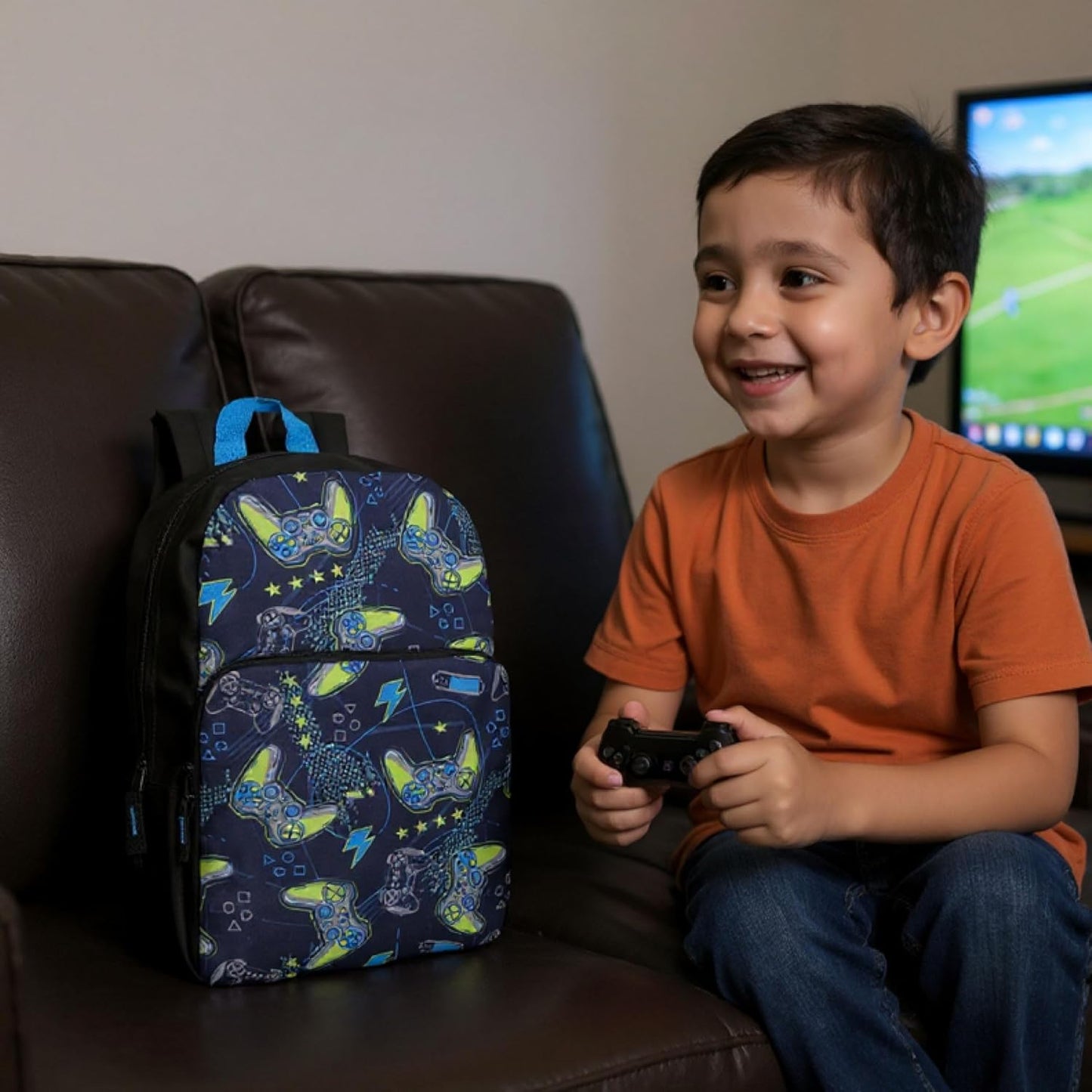 Fun School Backpack for Elementary Middle School Girls and Boys | 17 Inch Printed Backpacks for School Kids, Travel (You've Got Game)