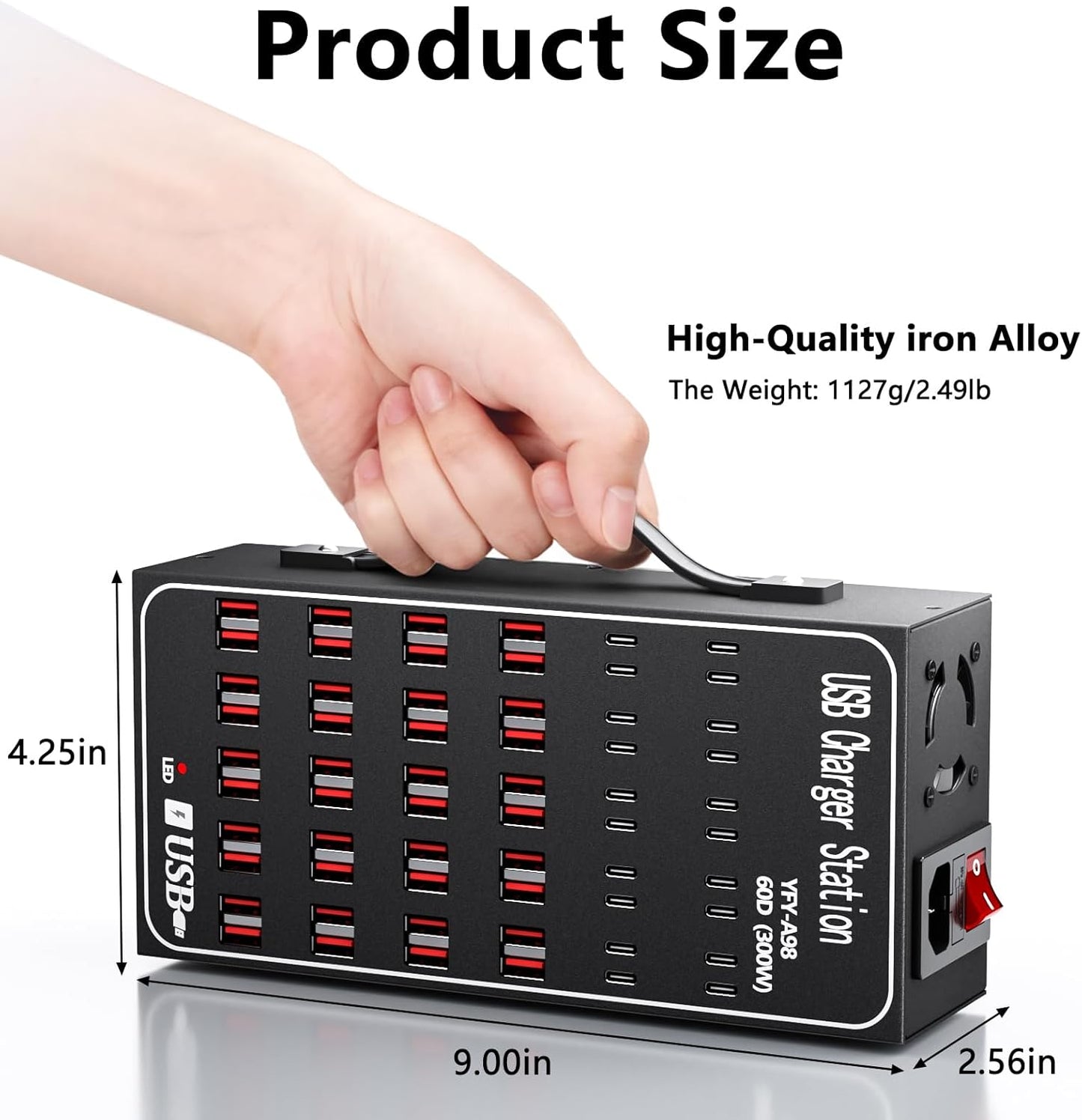 USB Charger Block Charging Station, 60 Port 300W(60A) USB C Charger, Fast Charger for Multiple Devices Desktop USB Charger Hub Compatible with iPhone 17 16 15 14 13 12, iPad, Samsung Galaxy, Table