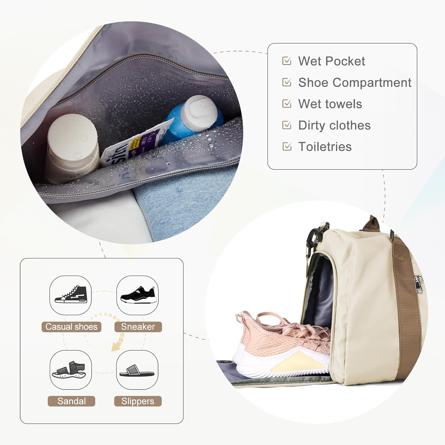 Gym Bag for Women Men with Shoes Compartment,Sports Duffle Bag Personal item travel Duffel Bags