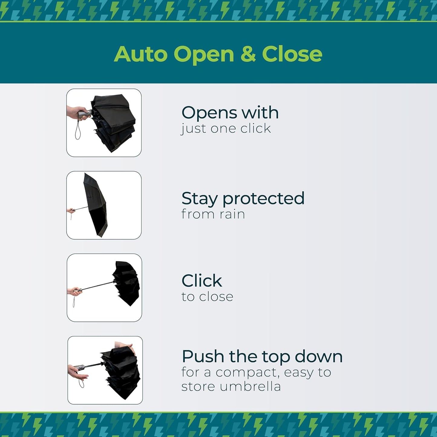 totes Auto Open/Close Windproof Ultimate Compact Umbrella with UV and Water Repellent Protection