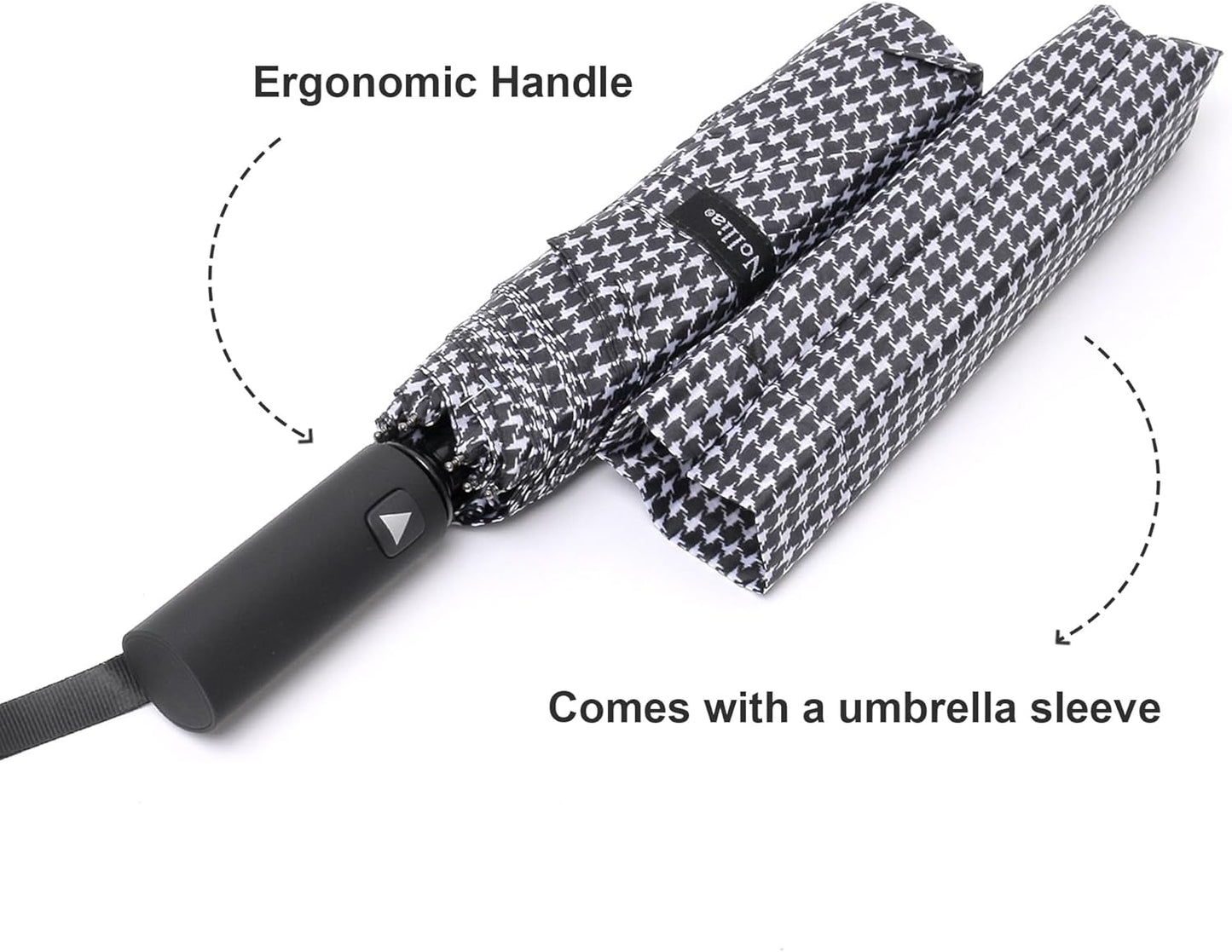 Nollia Windproof Automatic Travel Umbrella, Compact Portable with Reinforced Ribs for Sun & Rain