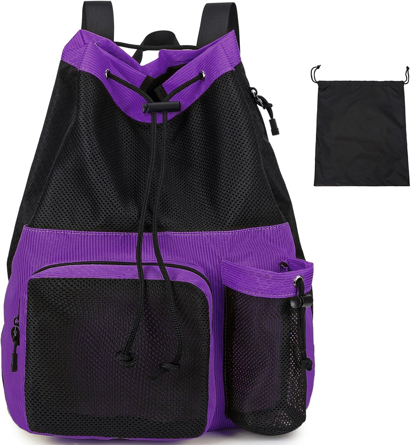 Lohol Large Mesh Drawstring Backpack with Shoe Bag, Durable Swimming String Sack with Handle for Sports Gym Yoga Beach Travel