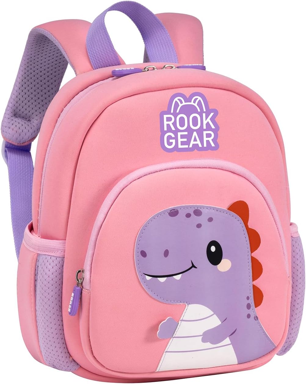 Lightweight and breathable children's dinosaur schoolbag, made of SBR diving fabric, suitable for kindergarten backpacks (pink, Small)