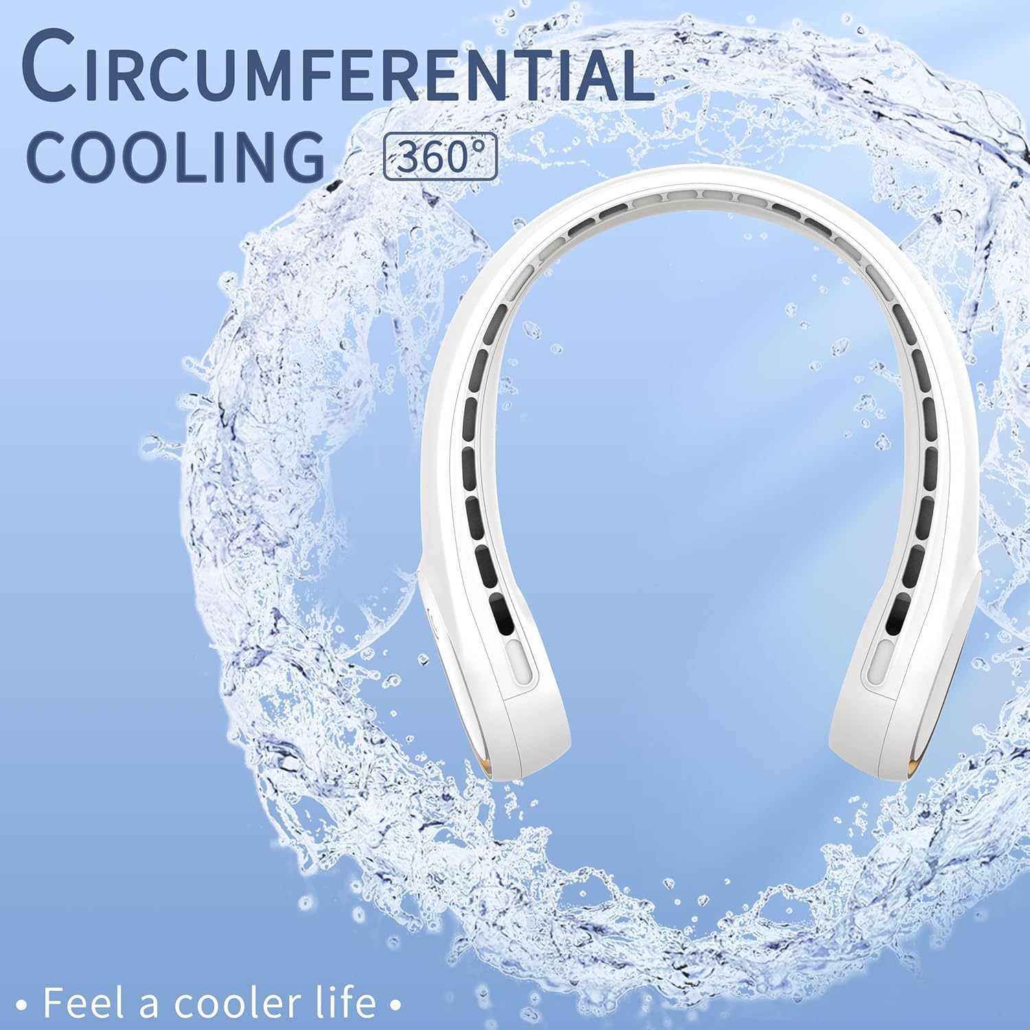 FrSara Neck Fan, Portable Personal Fan Strong Wind, 4000mAh, 360° Cooling