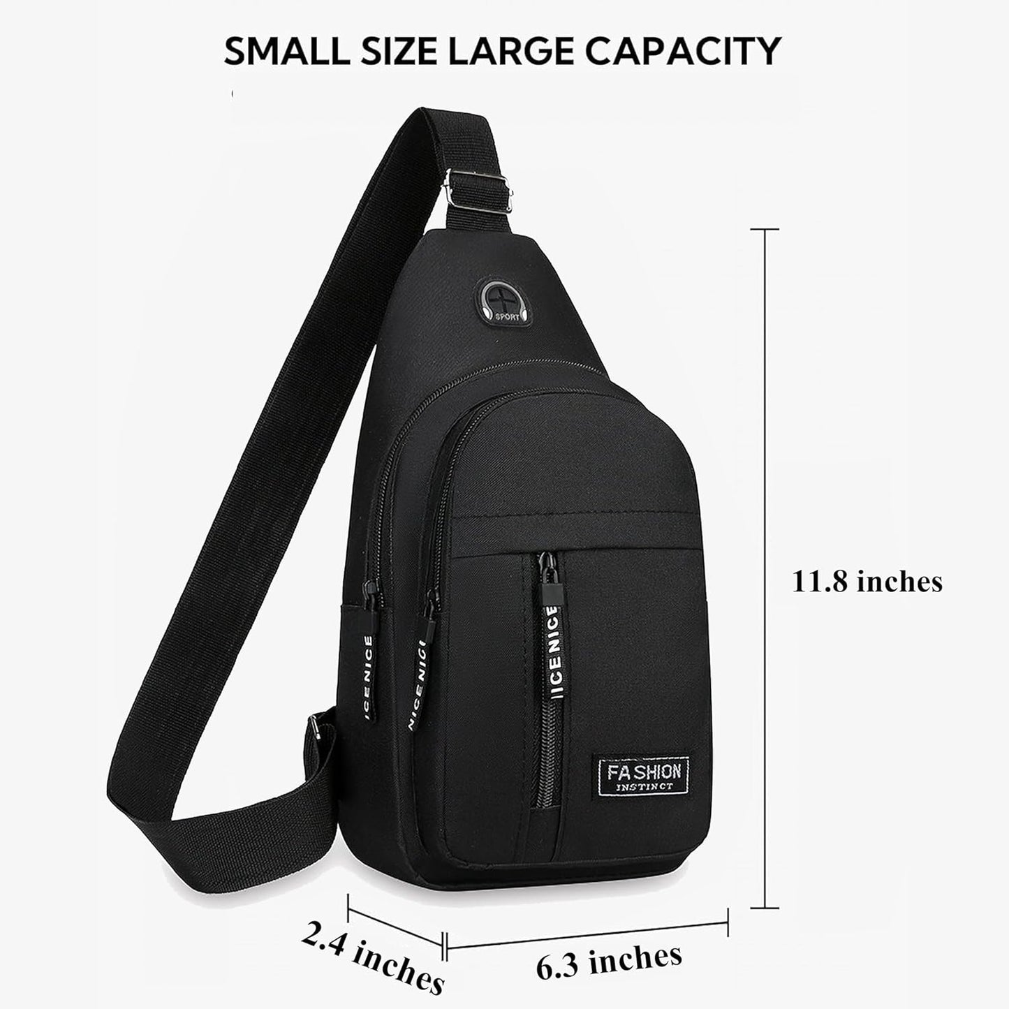 Sling Bag for Men Women, Unisex Crossbody Chest Bag, Multi-Pocket Lightweight Daypack for Travel Hiking