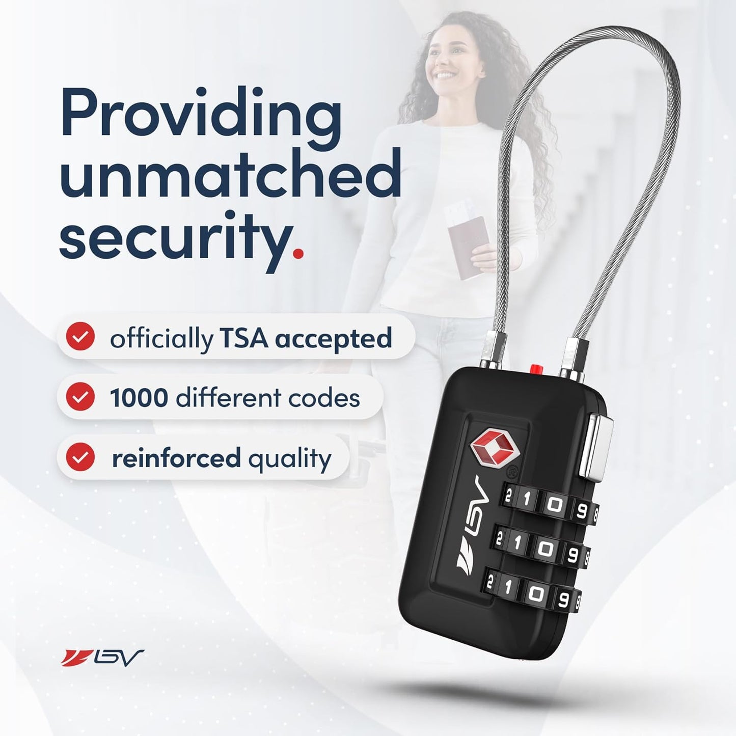 TSA Accepted Luggage Travel Lock, Set-Your-Own Combination Lock for School Gym Locker, Luggage