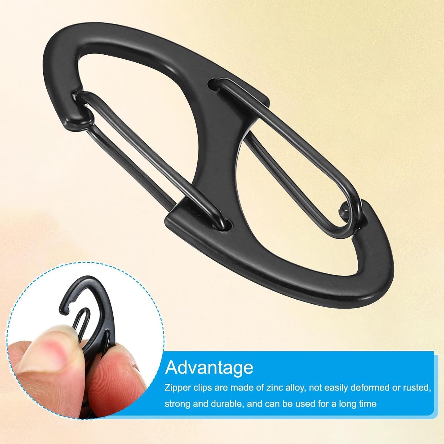 9Pcs Zipper Clip Theft Deterrent, Double Opening Lock Zipper Pull Replacement Clips, Small Carabiner Clips for Bag Luggage Pickpocket Backpack Purse Traveling Camping Suitcase