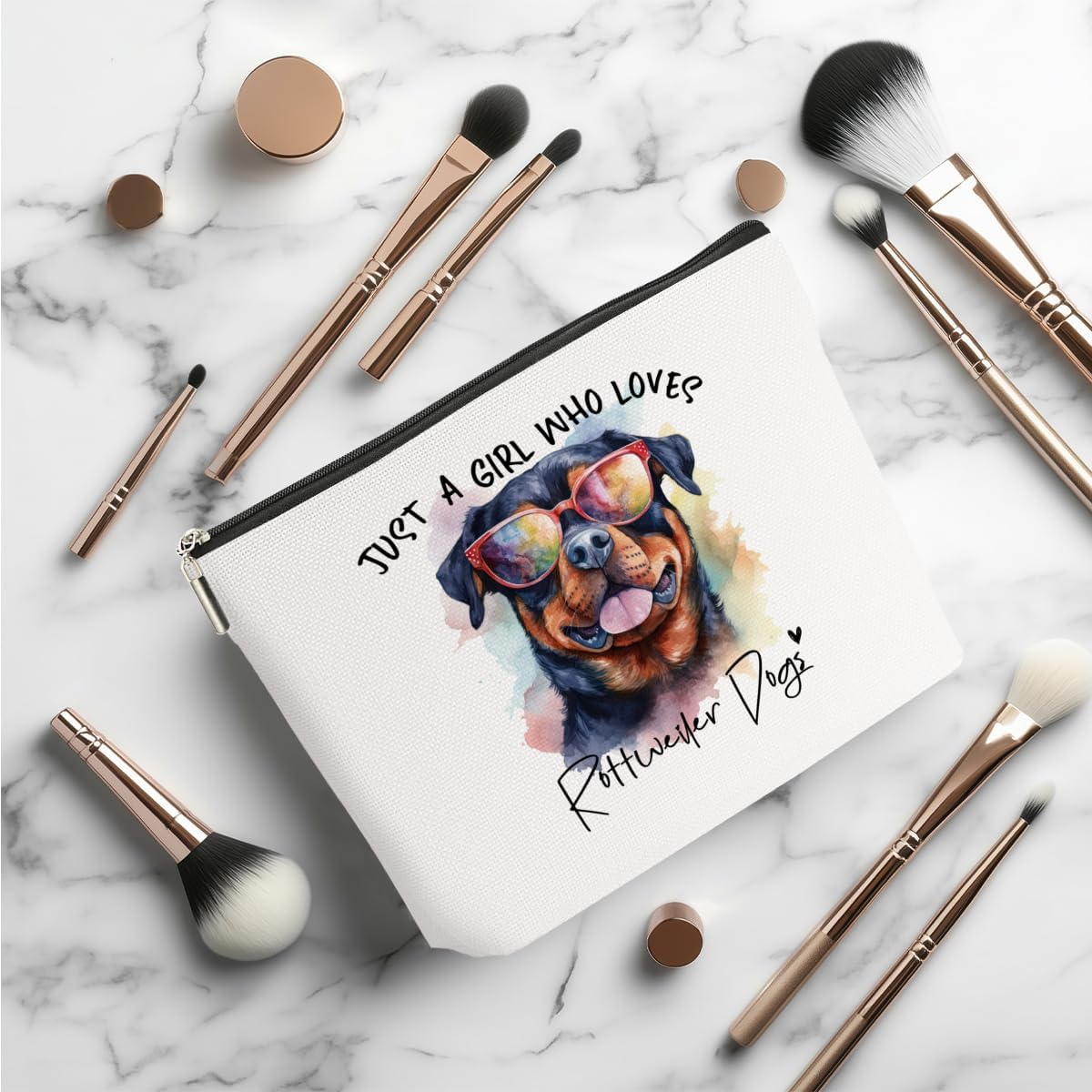 Rottweiler Gifts for Woman Makeup Bag Rottweiler Lovers Cosmetic Bag Travel Organizer Bags Makeup Pouch, Christmas Birthday Friendship Animal Lovers Gifts for Women Girls Sisters