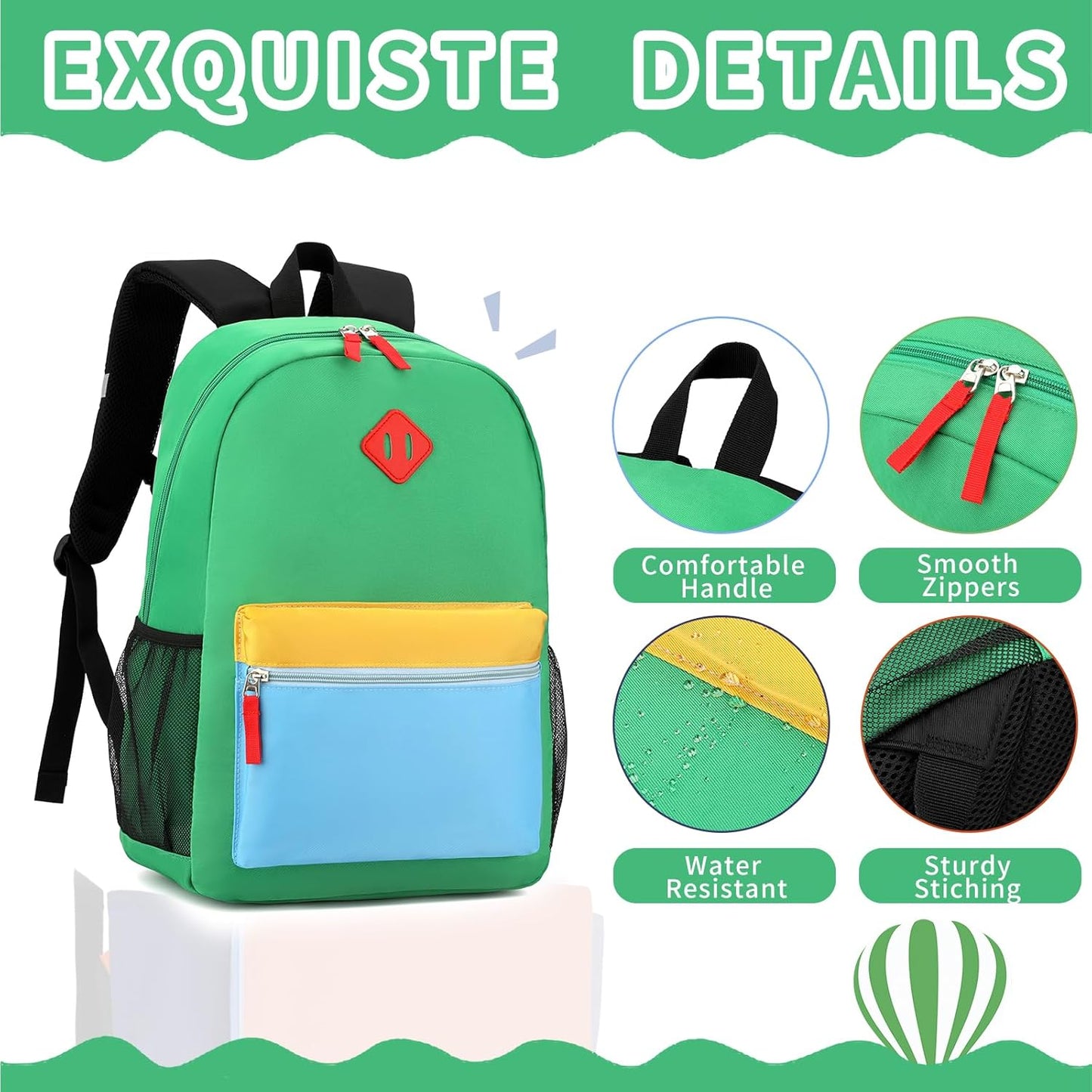 Toddler Backpack,12inch Preschool Backpack for Kids Boys and Girls 2-4 Kindergarten Preschool Bookbag with Chest Buckle (Green Blue, Small)