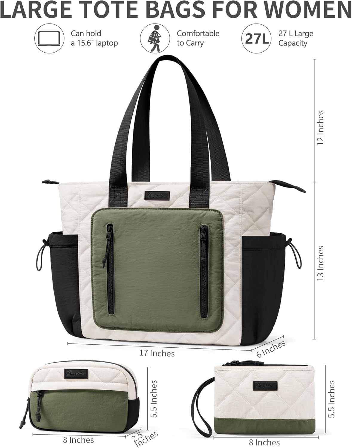Puffer Tote Bag for Women, Lightweight Puffy Work Laptop Handbag Teacher Nurse Quilted Shoulder School Daily Travel Gym Bags