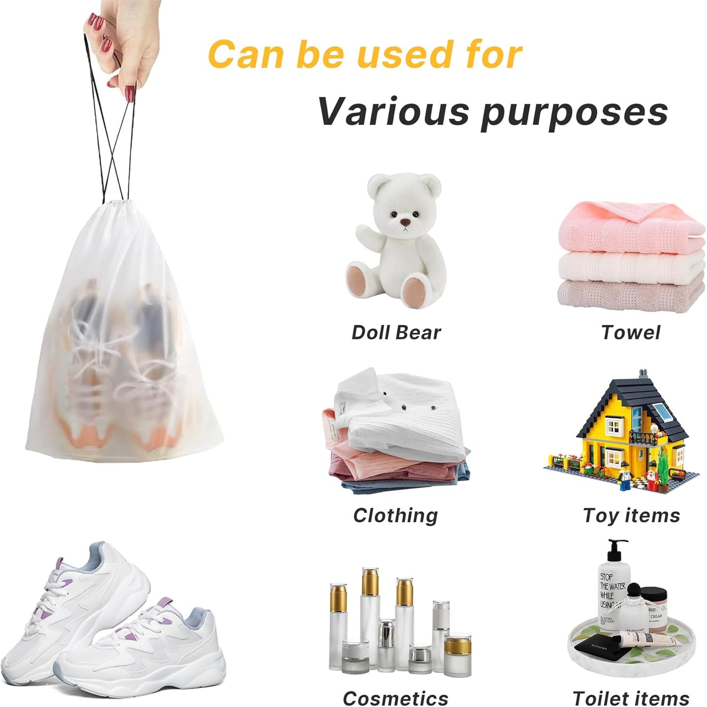 Hoewina Transparent Shoe Bags for Travel with Rope 14PCS Large Clear Shoe Bag Storage 11.8in X 15.7in Portable Travel Shoe Bags for Men and Women
