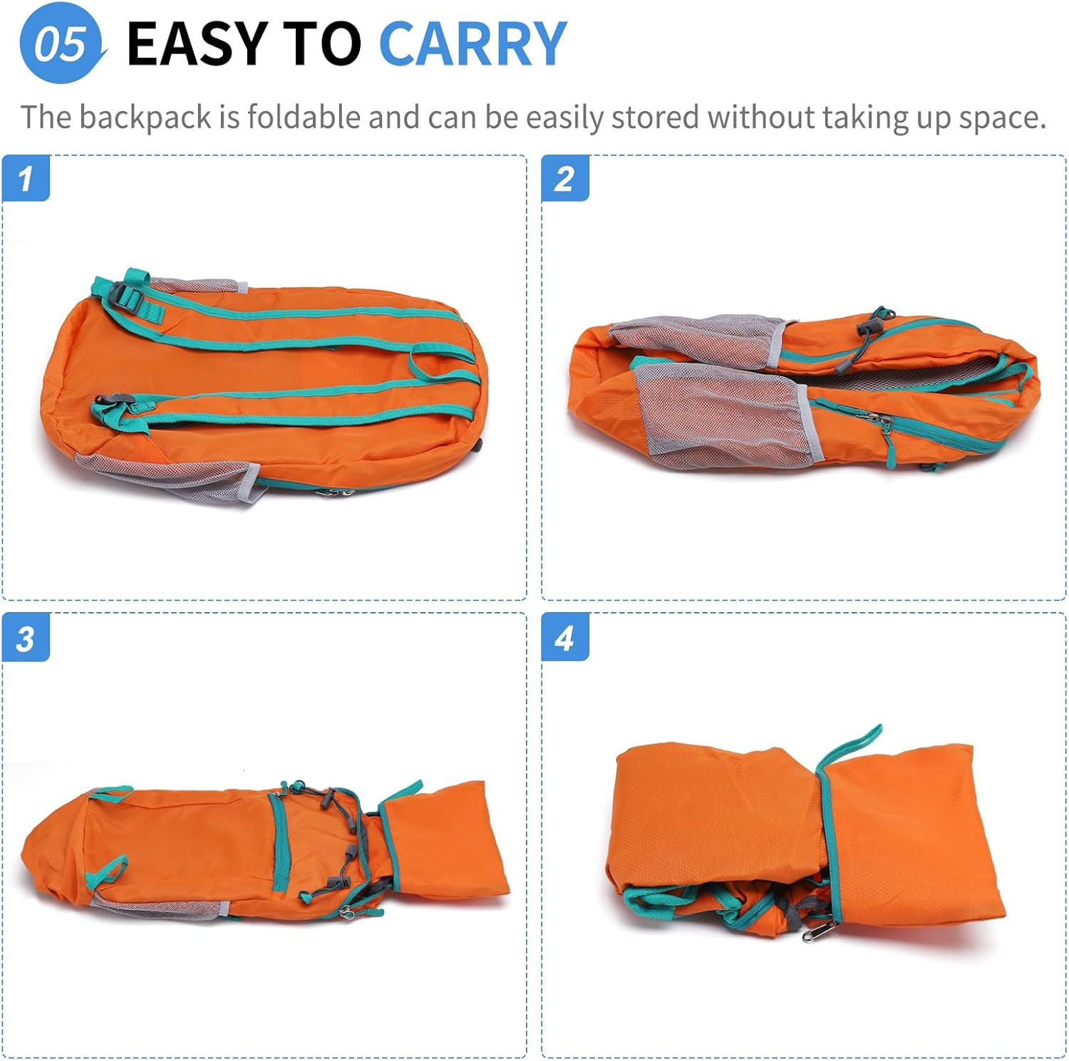 Hiking Daypack Packable, Camping Backpack Water Resistant Lightweight Polyester for Men Women