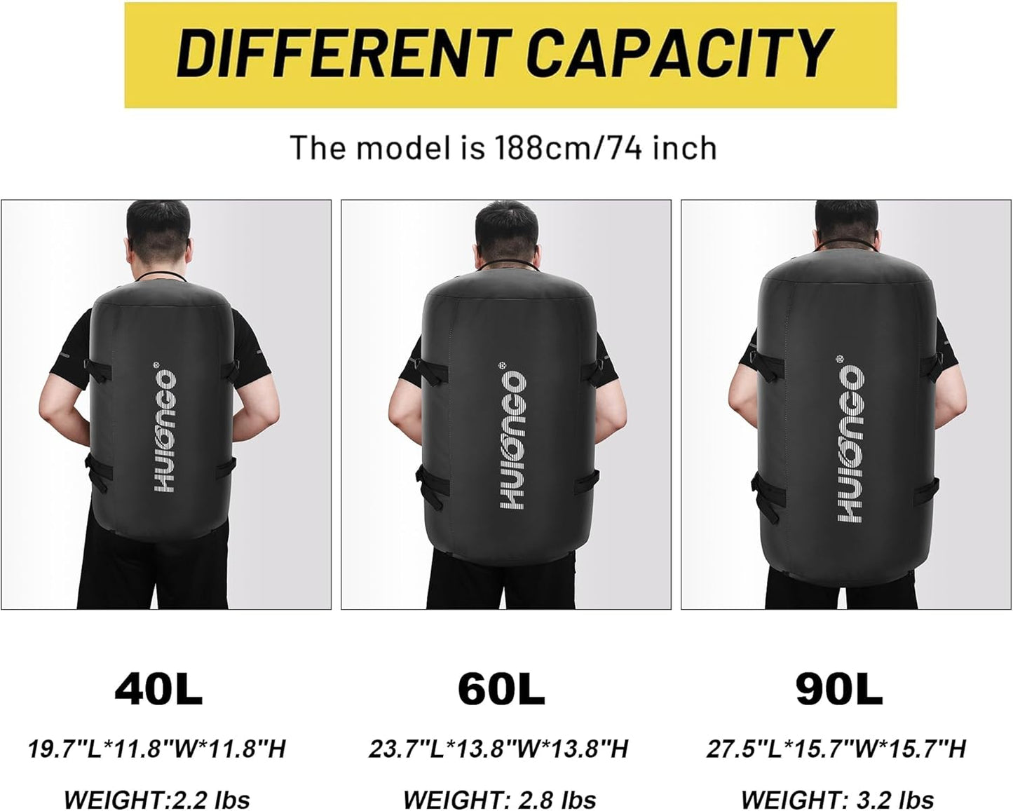 40L/60L/90L Large Waterproof Duffle Bag Backpack for Men, Mens Duffel Backpack Bags for Traveling, Heavy Duty (Black, 40L)