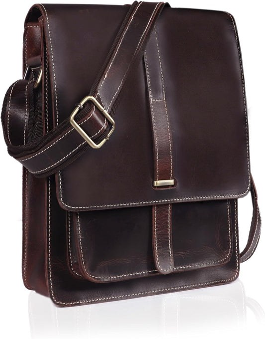 Handmade Leather Crossbody Bag – Vintage Messenger Satchel for Men & Women, Shoulder Sling Office Bag