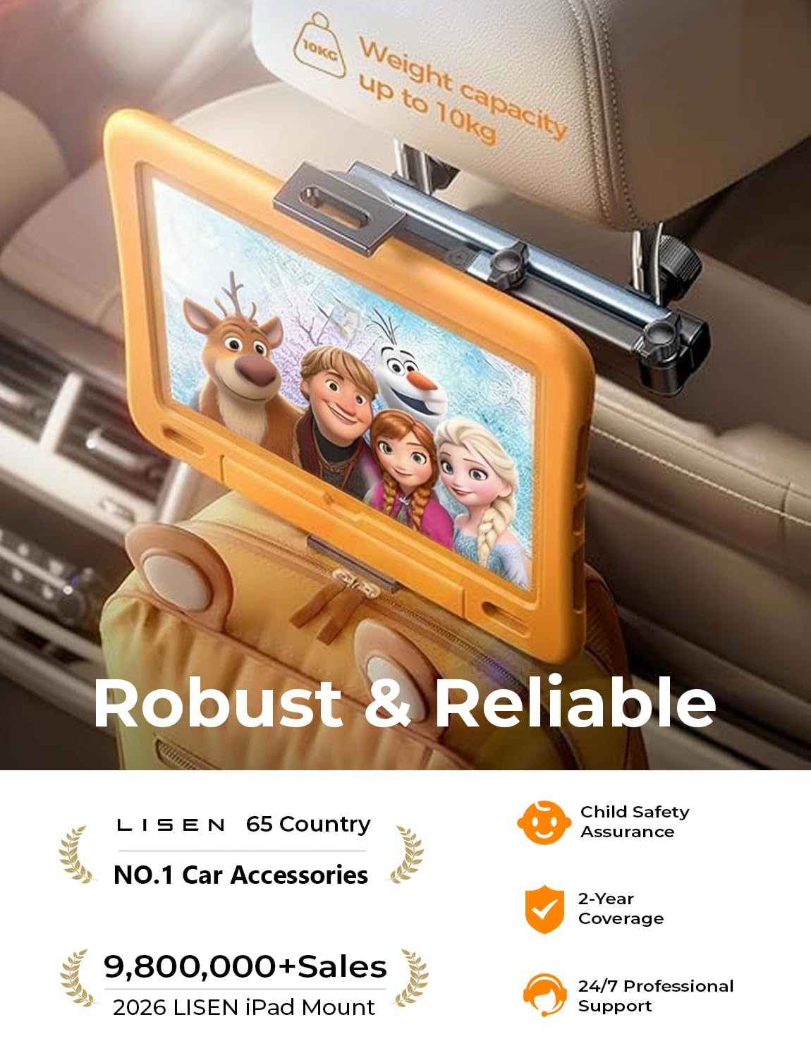 LISEN iPad Holder for Car Tablet Mount, Road Trip Essentials Kids Back Seat