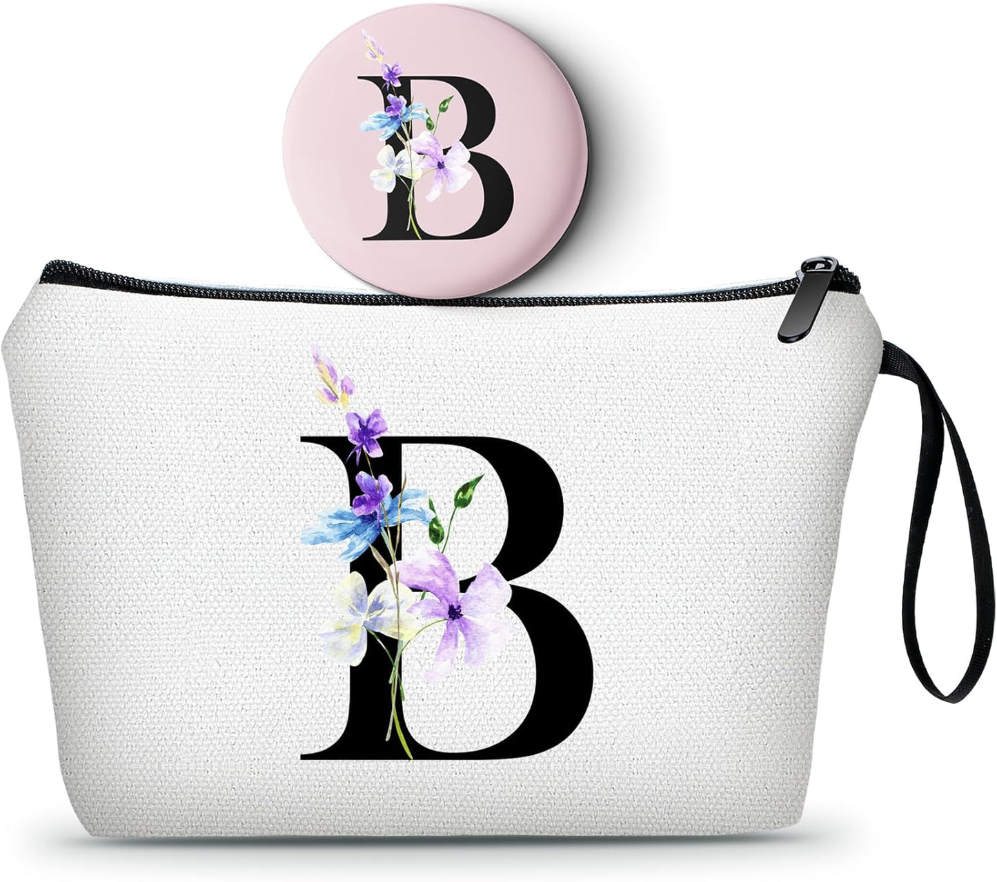 SEAMOON Women Birthday Unique Maid of Honor Friendship Gifts for Sister Bridesmaid Bride Personalized Travel Makeup Cosmetic Bag with Mirror Valentines Mothers Day Christmas Graduation B