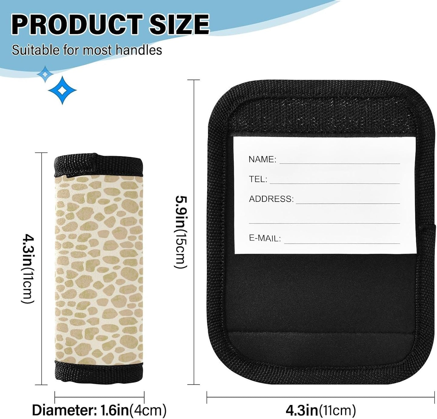 Brown Giraffe Skin Print 4 Pack Luggage Handle Wraps Covers for Suitcase Identifiers Bag Tags